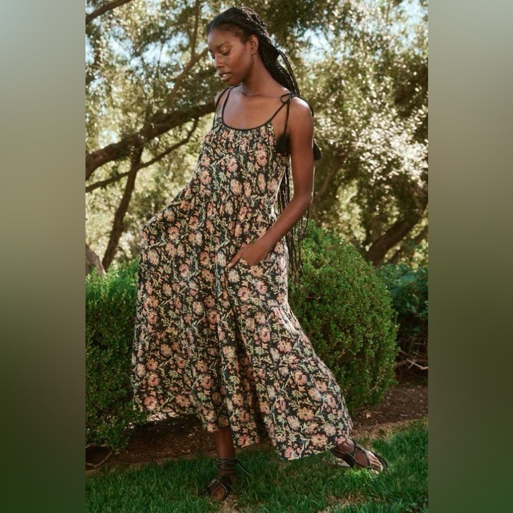 THE GREAT The Breeze Dress in Black Floral - Picture 3 of 10